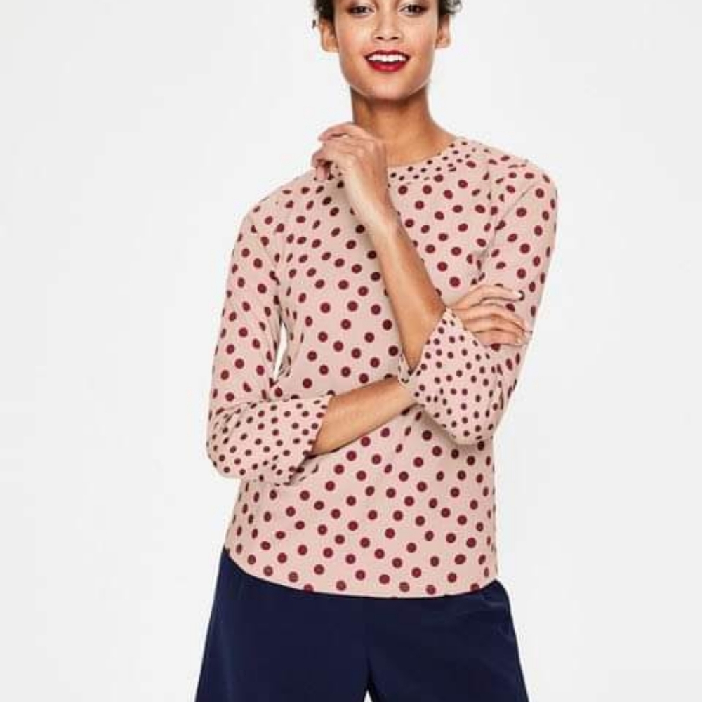 BODEN  Polka Dotted long Sleeve Blouse